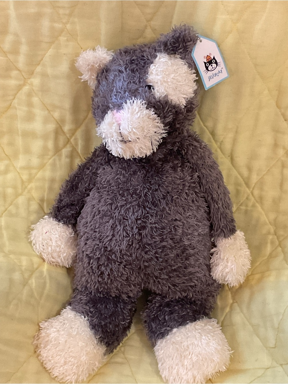 NWT:RARE RETIRED  PLUSH JELLYCAT BUNGLIE GREY CAT 22” HEAD TO TAIL